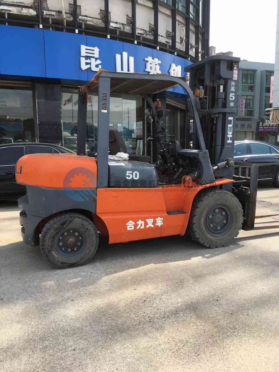 Used HELI 50 5 ton Diesel Forklift truck with 5m lift height