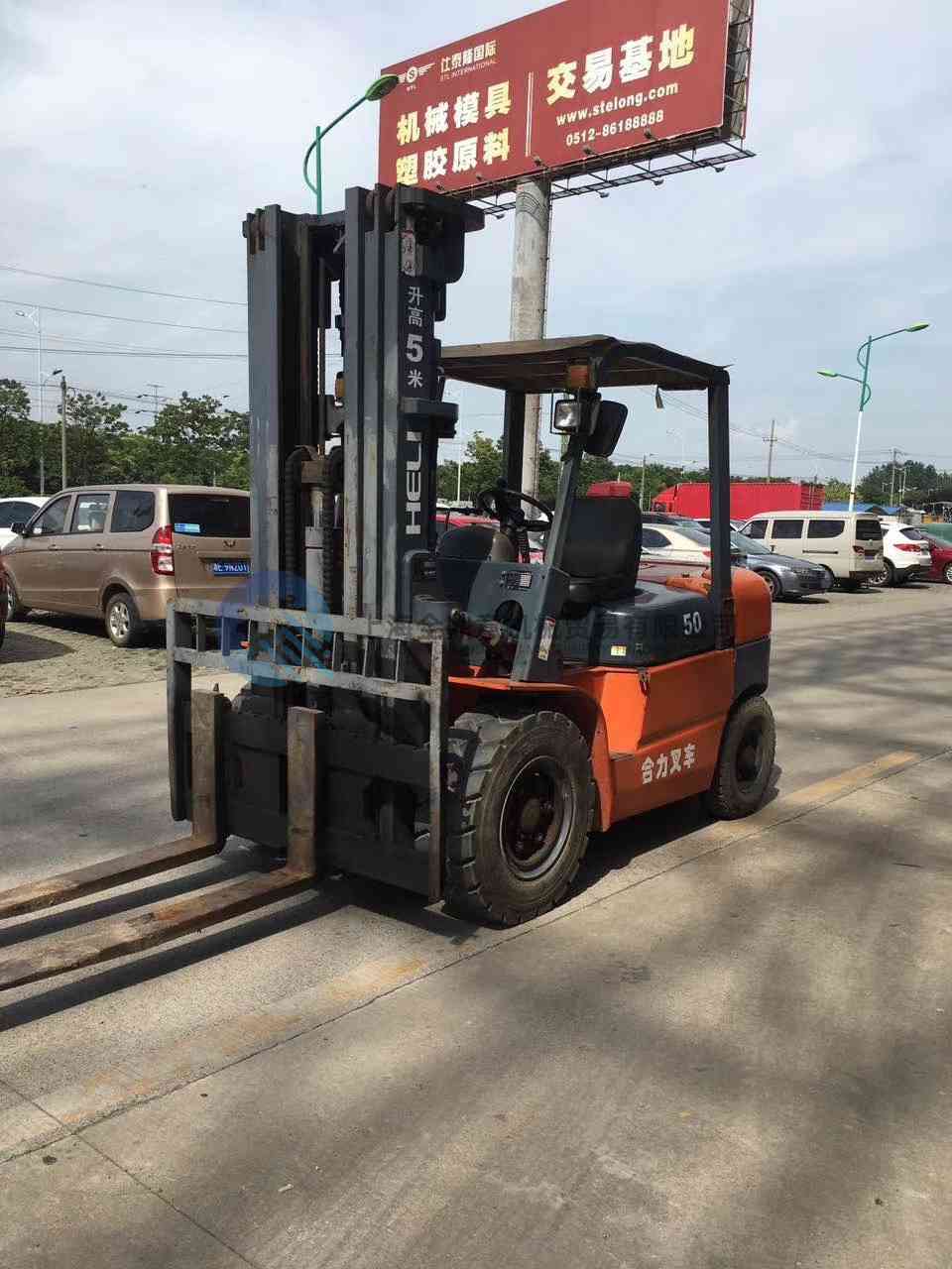 Used HELI 50 5 ton Diesel Forklift truck with 5m lift height